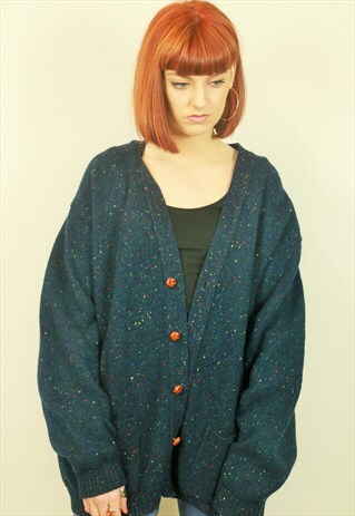 VINTAGE GREEN WOOL CARDIGAN