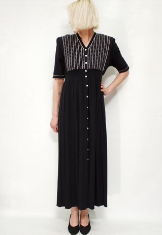 VINTAGE 70' BEAUTIFUL AMAZING LONG NAVY BLUE DRESS
