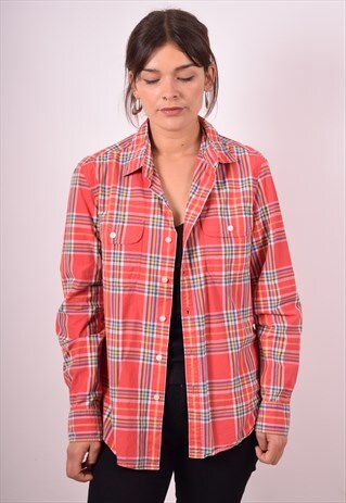 LEVI'S WOMENS VINTAGE SHIRT MEDIUM RED CHECK 90S