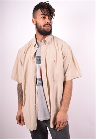 RALPH LAUREN MENS VINTAGE SHIRT XL BEIGE 90'S