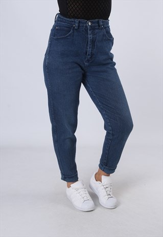 DENIM JEANS HIGH WAISTED TAPERED STRETCH UK 12 (DK4E)