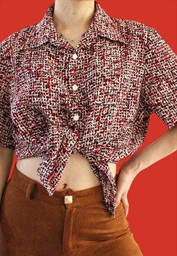 Vintage Blouse Rood Zwart S B303