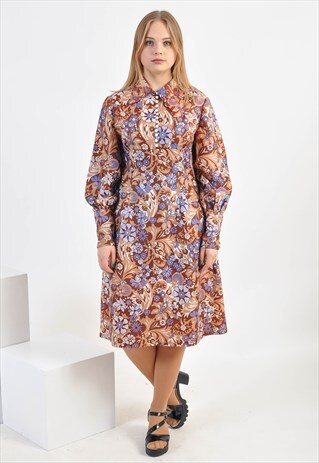 VINTAGE 70S DRESS IN FLOWER PRINT