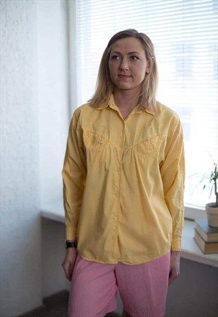 VINTAGE 90'S YELLOW LONG SLEEVE SHIRT