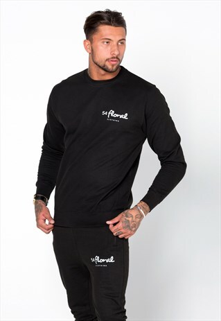 54 FLORAL MINI CORE JUMPER SWEATER - BLACK