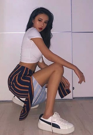 STRIPED HIGH WAIST MAXI SKIRT
