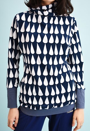 70'S RETRO ATHLEISURE SPORTS MOD PRINT SWEATSHIRT JUMPER