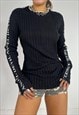 VINTAGE Y2K KNIT JUMPER RIBBED SWEATER ANGEL DEVIL STREET