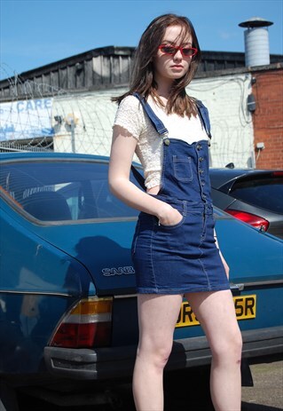 Y2K DENIM DUNGAREE SKIRT