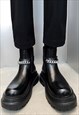 GRUNGE CHAIN BOOTS EDGY PLATFORM SHOES CHUNKY SOLE BLACK