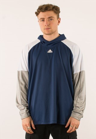 BLUE ADIDAS ELASTIC PULLOVER HOODIE XXL