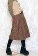 VINTAGE Y2K TIERED SKIRT IN BROWN CORDUROY