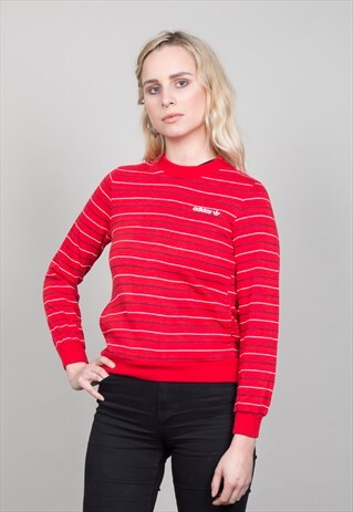 VINTAGE RED STRIPY 70'S ADIDAS SWEATER