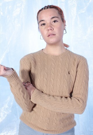 VINTAGE RALPH LAUREN BROWN CABLE KNIT JUMPER