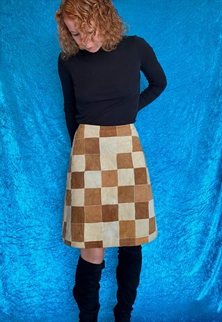 VINTAGE PATCHWORK SUEDE SKIRT