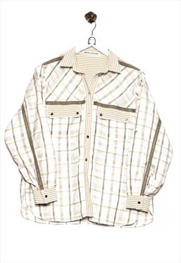 Vintge Mario Rosella Long Sleeve Shirt Checkered Look Beige