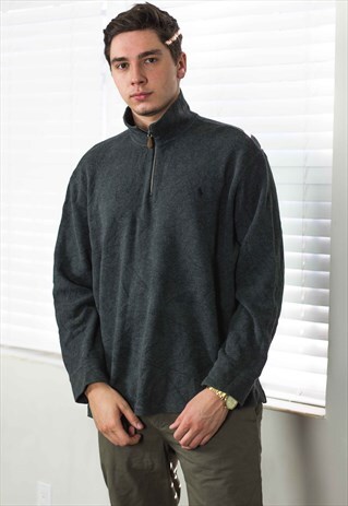 VINTAGE POLO RALPH LAUREN 1/4 ZIP JUMPER LOGO 90S XL 20.7