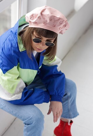 PINK DENIM BERET HAT