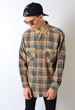 VINTAGE 90S CHECK THICK LONG SLEEVE SHIRT