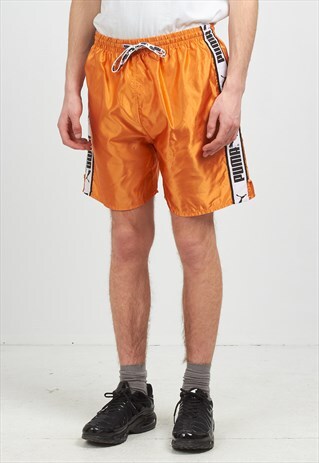 VINTAGE RETRO ORANGE PUMA TRACK SHORTS