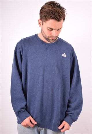 ADIDAS MENS VINTAGE SWEATSHIRT JUMPER XXL BLUE 90S