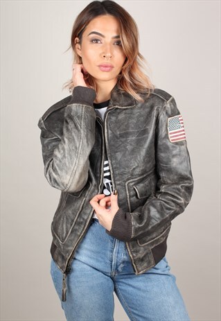 VINTAGE POLO RALPH LAUREN LEATHER AVIATOR JACKET ASM1850