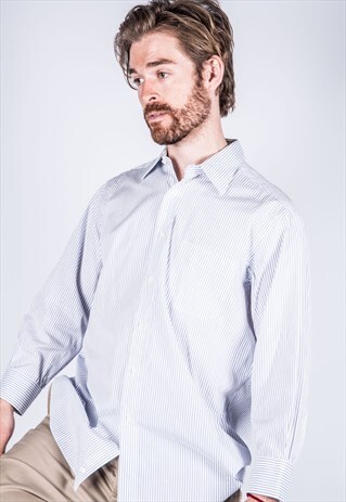 VINTAGE LANVIN SHIRT WITH WHITE AND BLUE STRIPES
