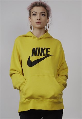 VINTAGE 90'S NIKE LOGO YELLOW HOODIE