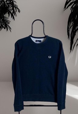 Classic Fred Perry Crew Neck Sweater in Black Size Medium M