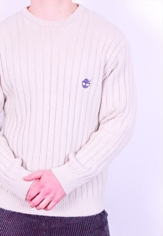 VINTAGE TIMBERLAND RIBBED JUMPER IN BEIGE MEDIUM
