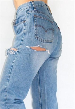 80'S HIGH WAIST RIPPED MOM LEVI JEANS