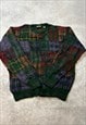 VINTAGE ABSTRACT KNITTED JUMPER PATTERNED GRANDAD SWEATER