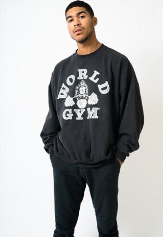 VINTAGE WORLDS GYM SWEATER WITH FRONT & BACK DESIGN