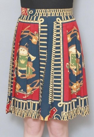 VINTAGE 1990'S 'BRENDA ASHE' PLEATED PATTERNED MINI SKIRT
