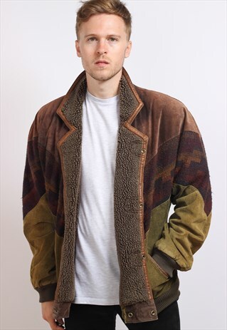 VINTAGE AZTEC FLEECE LINED JACKET