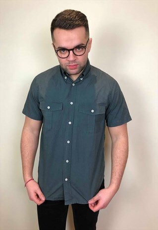 VINTAGE 90S C.P. COMPANY SHORT SLEEVE CASUAL SHIRT GREY