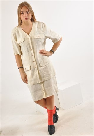 Vintage linnen co-ordinates skirt and jacket set