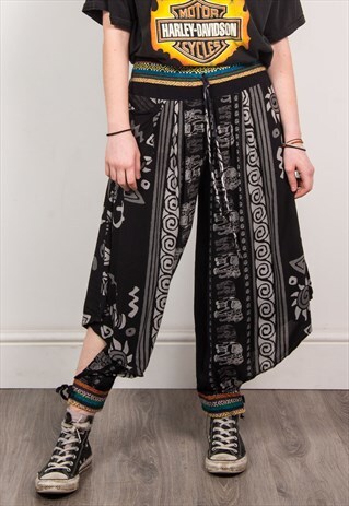 VINTAGE 90'S ABSTRACT PATTERN HIPPIE TROUSERS