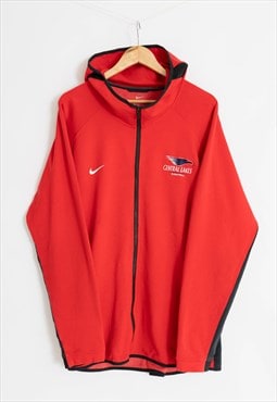 Vintage Nike Central Lakes Basketball Red Tech Zip-Up Hoodie
