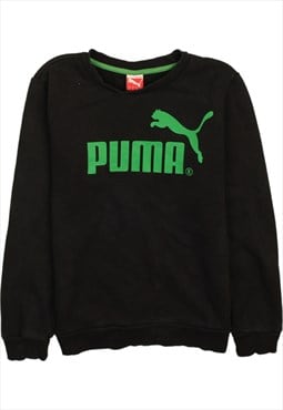 Vintage 90's Puma Sweatshirt Spellout Crew Neck Black Large