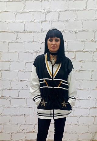 VINTAGE BLACK & WHITE WINDBREAKER SUMMER JACKET