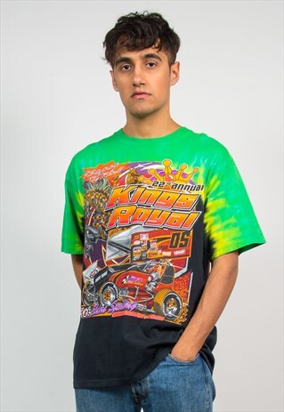VINTAGE 90S TIE DYE T-SHIRT ELDORA SPEEDWAY OHIO