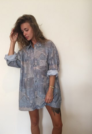 CRAZY PATTERNED VINTAGE RETRO FESTIVAL OVERSIZED SHIRT