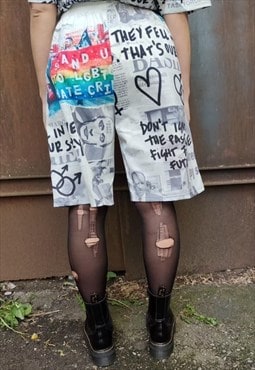 Gay board shorts LGBT graffiti pants love Pride overalls