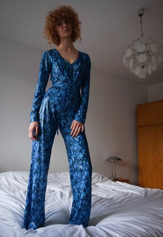 PATENT SNAKESKIN PATTERN JUMPSUIT S-M