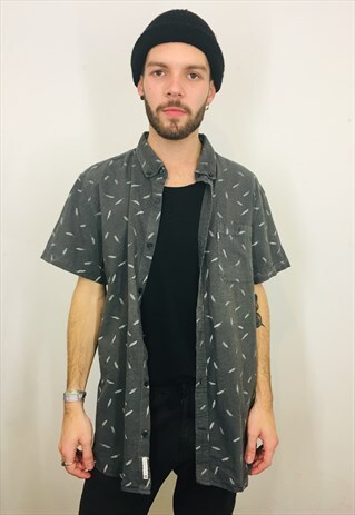 VINTAGE GREY PATTERN PRINT SHIRT