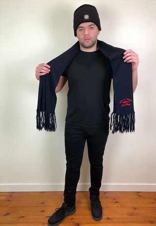 VINTAGE 90S PAUL & SHARK SCARF NAVY BLUE