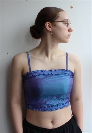 PURPLE MERMAID HOLOGRAM Y2K CROP TOP