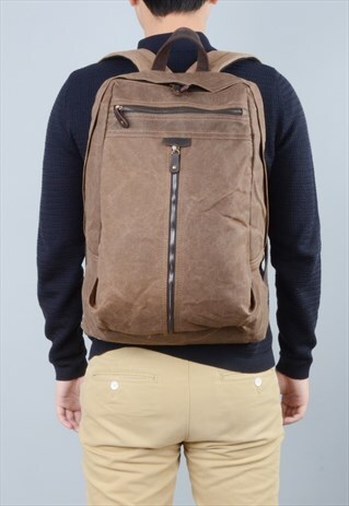 ZIP FRONT WAXED CANVAS BACKPACK