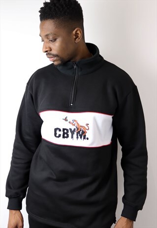 1/4 ZIP WILDLIFE ZIP UP HOODIE WITH FLEECE DETAILING